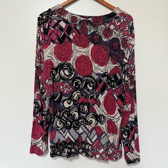 Chico’s Travelers Slinky Floral Abstract Scoop Neck Top Women’s Size XL Romantic - Picture 2 of 9